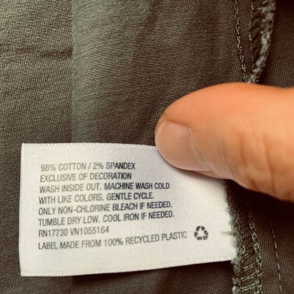 A New Day Olive Long Sleeve Denim Jacket, Sequin Decorated Pockets, Size Med - Picture 8 of 11